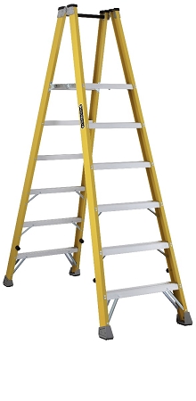 Louisville Fiberglass Twin Front Platform Ladder 6' 250lbs. Capacity