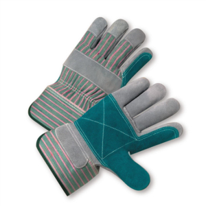 Select Split Cowhide Leather Double Palm Gloves, Dozen