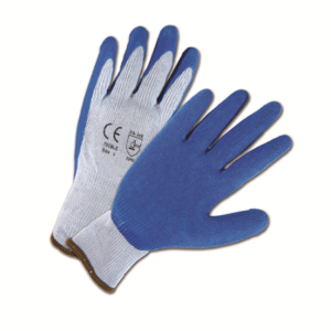 Blue Crinkle Finish Latex Palm Coated Gloves, Dozen