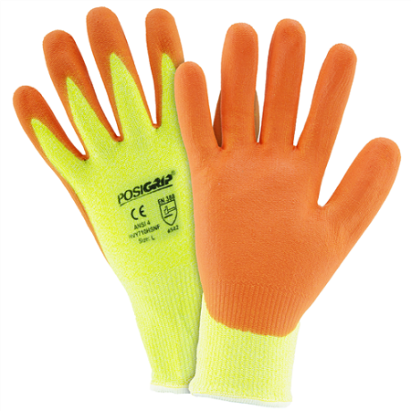 Hi Vis Yellow HPPE Orange Foam Nitrile Palm Coated Gloves, Dozen