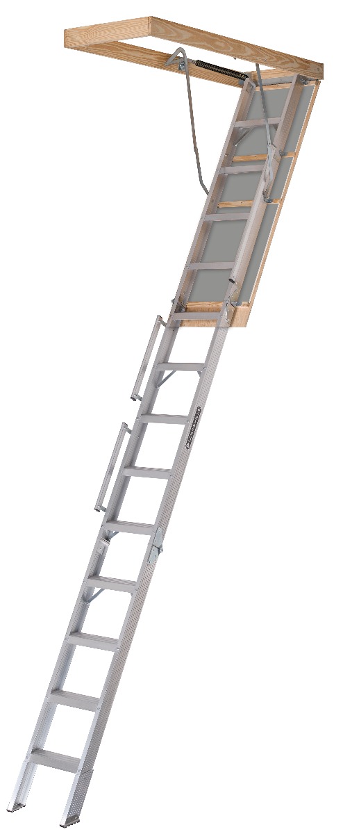 Louisville Aluminum Attic Step Ladder 25 1/2" X 54" Rough Opening - Everest Series 350lbs. Capacity